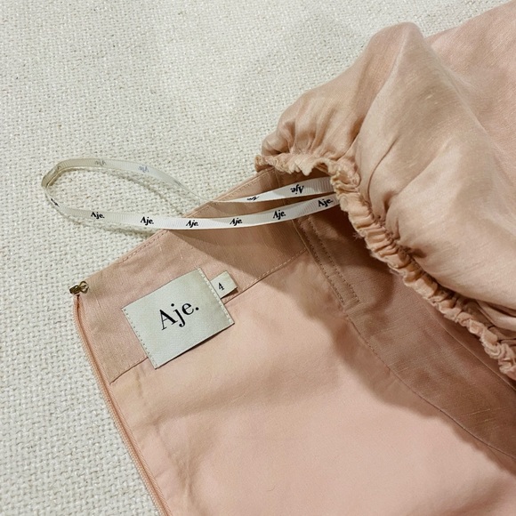 Aje Blush Pink Gathered mini Dress - Picture 2 of 10